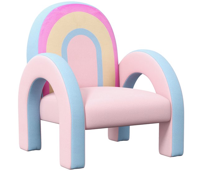Conforama ZONEKIZ Sillón para Niños Pequeños en Forma de Arco Iris Mini Sofá Cómodo Sillón Infantil para Niños de 1 5-5 Años para Dormitorio Salón Carga 45 kg 43x41x51 cm Rosa