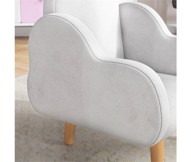Conforama ZONEKIZ Sillón Para Niños Sillón Infantil Diseño De Nube Con Tacto Súper Suave Y 4 Patas Para Niños De 1 5-5 Años Carga 40 Kg 46x51x55 Cm Blanco