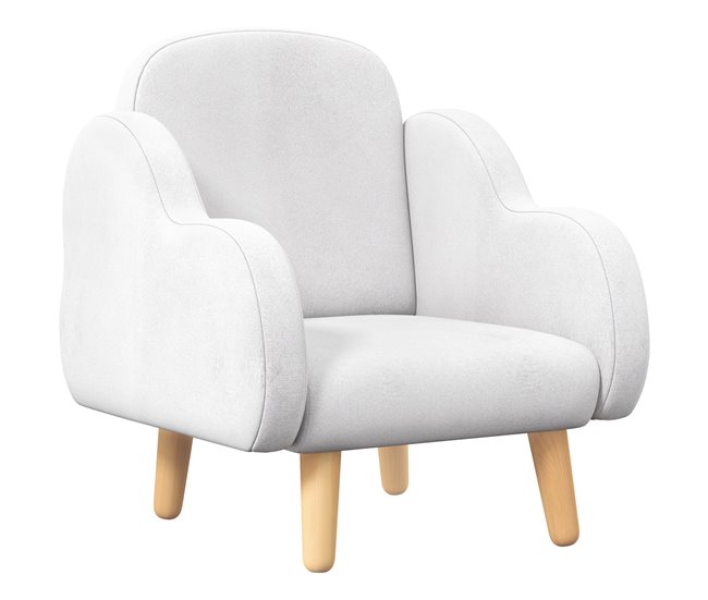 Conforama ZONEKIZ Sillón para Niños Sillón Infantil Diseño de Nube con Tacto Súper Suave y 4 Patas para Niños de 1 5-5 Años Carga 40 kg 46x51x55 cm Blanco