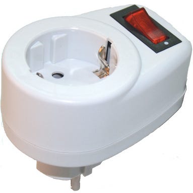 Bricomart ADAPTADOR 1 TOMA 2 POLOS + TOMA TIERRA LATERAL 16A CON INTERRUPTOR