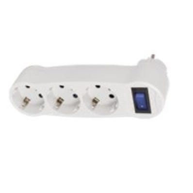 Bricomart ADAPTADOR 3 TOMAS 16A FRONTAL CON INTERRUPTOR