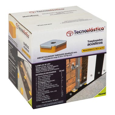 Bricomart AMORTIGUADOR PARA TABIQUE 60X60MM 20 MM 60-150 KG 25 UDS