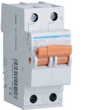 Bricomart AUTOMATICO 1P+N 2 MODULOS 20A MANETA NARANJA HAGER
