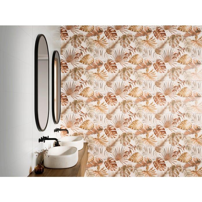 Bricomart AZULEJO PASTA BLANCA 30X90CM FLORAL CALIDO A