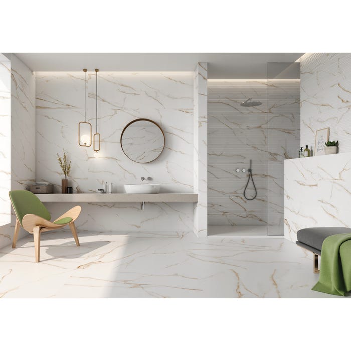Bricomart AZULEJO PASTA BLANCA 30X90CM ODISSEY GOLD MATE