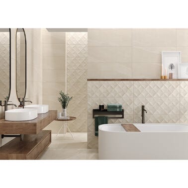 Bricomart AZULEJO PASTA BLANCA 33.3X90CM STRATUS IVORY LIGHT