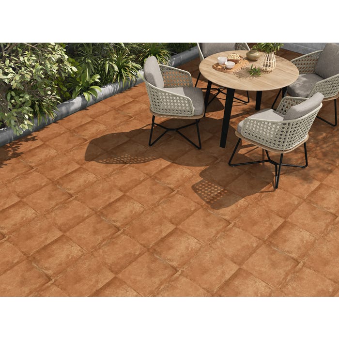 Bricomart BALDOSA EXTERIOR PORCELÁNICO 33.3X33.3CM GREDOS TEJA ANTIDESLIZANTE