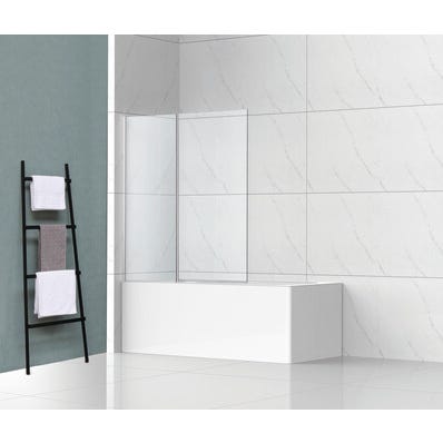 Bricomart BIOMBO DE BAÑERA 1 HOJA FIJA + 1 HOJA ABATIBLE ADAK 45+60X145CM CROMO
