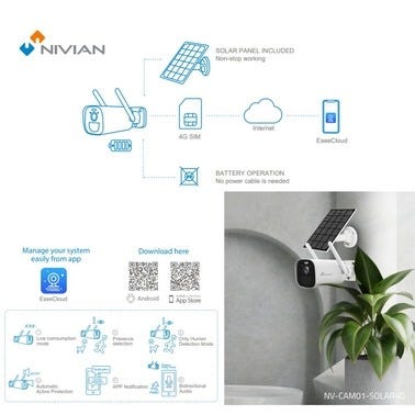 Bricomart CAMARA 4G EXTERIOR BATERIA Y PANEL SOLAR