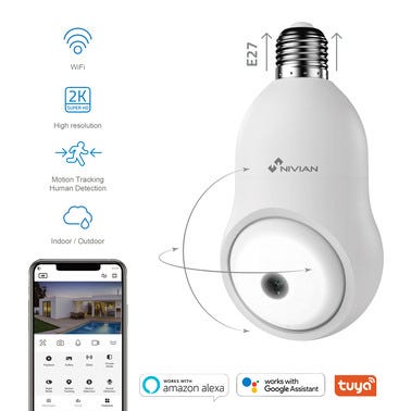 Bricomart CAMARA IP WIFI 3MP MOTORIZADA E27