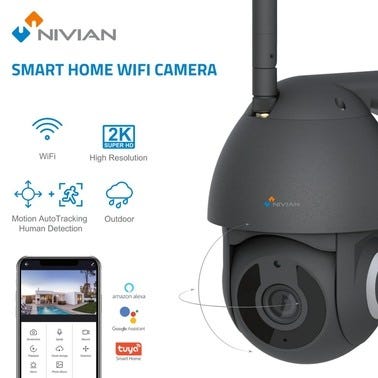 Bricomart CAMARA IP WIFI EXTERIOR MOTORIZADA NEGRA
