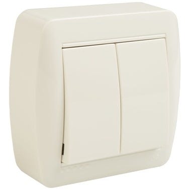 Bricomart CONMUTADOR DOBLE MURAL SUPERFICIE BLANCO