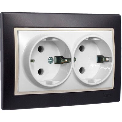 Bricomart SCHUKO DOBLE SERIE EUROPA NEGRO PERLA
