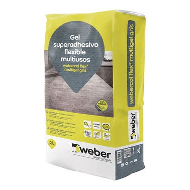 Bricomart CEMENTO COLA FLEX MULTIGEL WEBER 25 KG GRIS