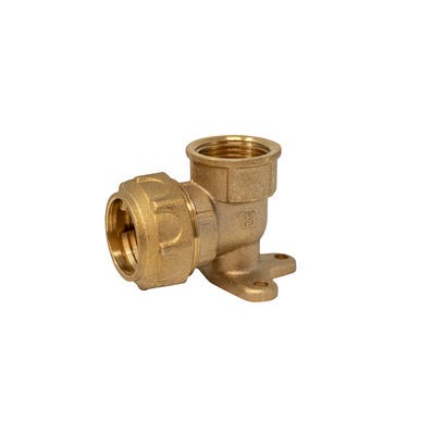 Bricomart CODO 90º CON SOPORTE 25MMX3/4" HEMBRA PE LATÓN