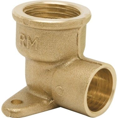 Bricomart CODO 90º CON SOPORTE LATÓN 15MMX1/2" HEMBRA SOLDAR-ROSCAR