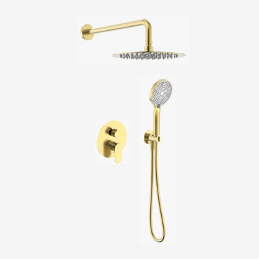 Bricomart CONJUNTO DE DUCHA MONOMANDO EMPOTRADO RONDO PVD ORO