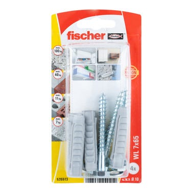 Bricomart CONJUNTO FIJACION CALENTADORES WL 7 X 65 MM. FISCHER. 4 UDS