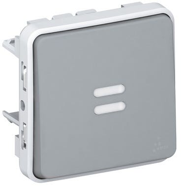 Bricomart CONMUTADOR CON LUZ SERIE PLEXO COMPONIBLE GRIS IP55
