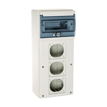Bricomart CUADRO ELÉCTRICO PARA SUPERFICIE EN OBRA DE 8 ELEMENTOS PARA 3 TOMAS IP65 SOLERA