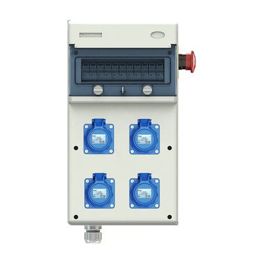 Bricomart CUADRO ELÉCTRICO PROVISIONAL PARA OBRA DE 11 ELEMENTOS + 4 TOMAS CON PULSADOR DE EMERGENCIA IP67 SOLERA