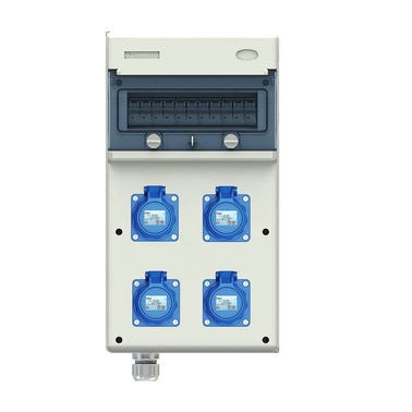 Bricomart CUADRO ELÉCTRICO PROVISIONAL PARA OBRA DE 11 ELEMENTOS + 4 TOMAS SOLERA