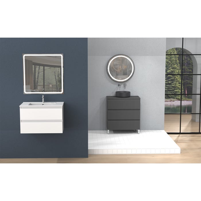 Bricomart ENCIMERA PARA LAVABO ATLANTIS ANTRACITA 140X46CM