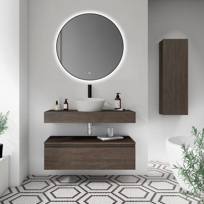 Bricomart ESPEJO DE BAÑO CON LUZ LED EMMA Ø80CM NEGRO