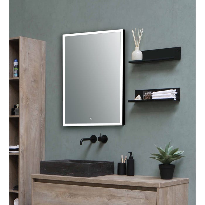 Bricomart ESPEJO DE BAÑO CON LUZ LED ETNA 80X80CM NEGRO