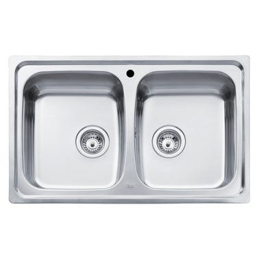 Bricomart FREGADERO DE COCINA 2 SENOS TEKA CUADRADO 79 X 50 X 16 CM