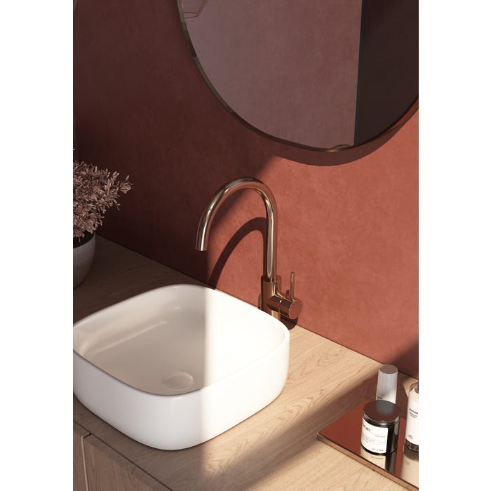 Bricomart GRIFO LAVABO MONOMANDO CAÑO ALTO ATLANTIS ROSADO