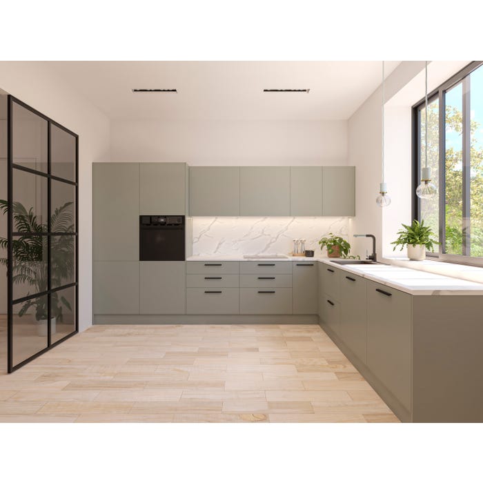 Bricomart KIT 2 PUERTAS PARA MUEBLE DE COCINA LISBOA VERDE MATE PET 80X60CM