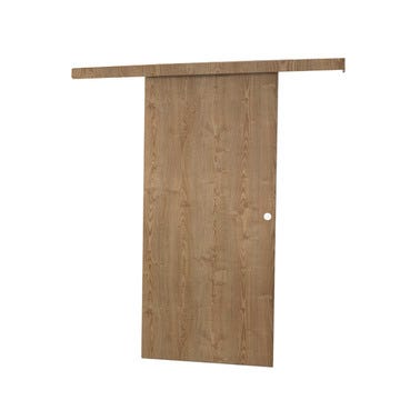 Bricomart KIT RAIL + EMBELLECEDOR PUERTA CORREDERA ACABADO VINILO CASTAÑO