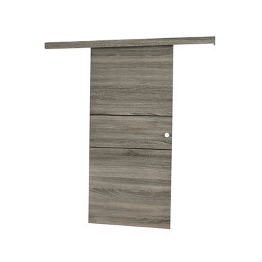 Bricomart KIT RAIL + EMBELLECEDOR PUERTA CORREDERA LISA MELAMINA GRIS T