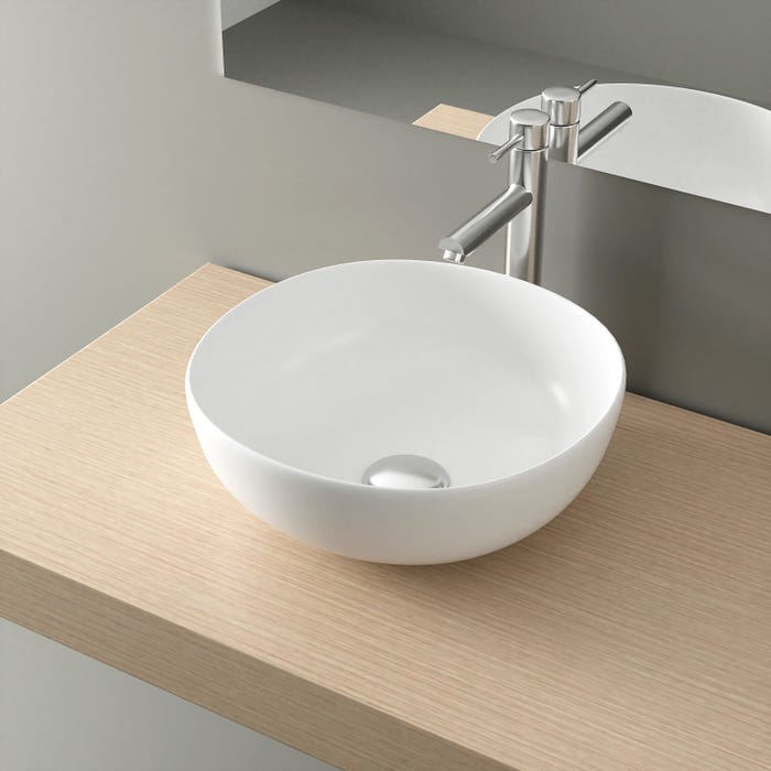 Bricomart LAVABO SOBREPONER REDONDO 36CM BLANCO MATE