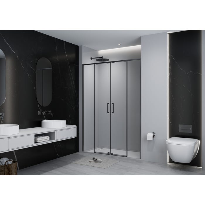Bricomart MAMPARA DE DUCHA 2 PUERTAS FRONTAL CORREDERA TEKA INCA SLIM 180CM NEGRO