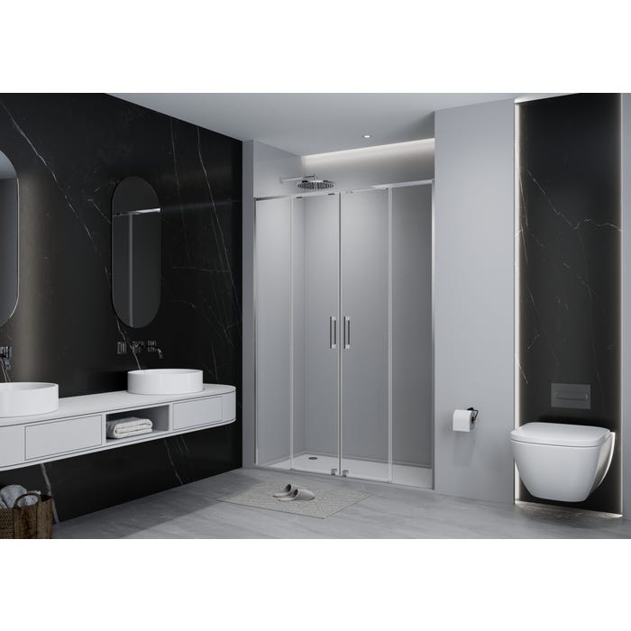 Bricomart MAMPARA DE DUCHA 2 PUERTAS FRONTAL CORREDERA TEKA INCA SLIM 170CM CROMO
