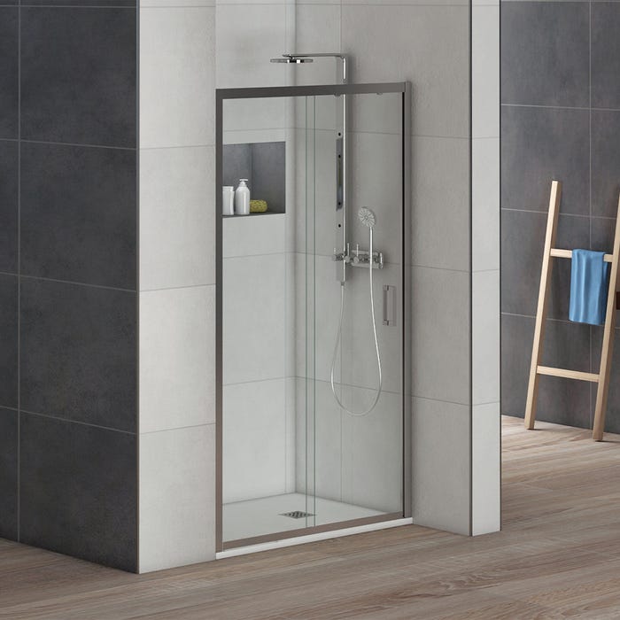 Bricomart MAMPARA DE DUCHA FRONTAL CORREDERA DENVER PRO 160CM CROMO