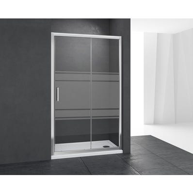 Bricomart MAMPARA DE DUCHA FRONTAL CORREDERA LEXIE 160CM CROMO