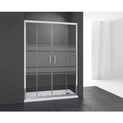 Bricomart MAMPARA DE DUCHA FRONTAL CORREDERA LEXIE 180CM CROMO