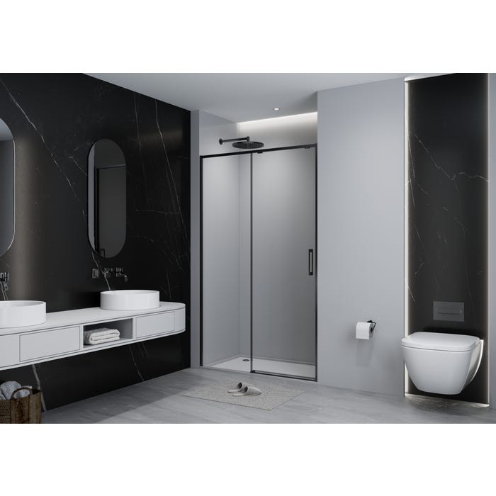 Bricomart MAMPARA DE DUCHA FRONTAL CORREDERA TEKA INCA SLIM 130CM NEGRO