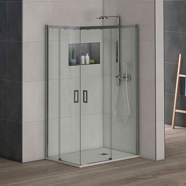 Bricomart MAMPARA DE DUCHA LATERAL CORREDERA DENVER 90CM CROMO