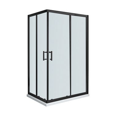 Bricomart MAMPARA DE DUCHA RECTANGULAR CORREDERA LEXIE 70X100CM NEGRO