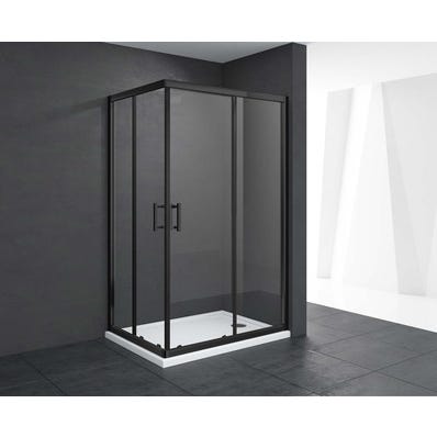 Bricomart MAMPARA DE DUCHA RECTANGULAR CORREDERA LEXIE 70X90CM NEGRO