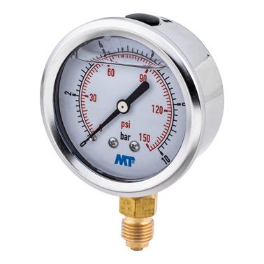 Bricomart MANÓMETRO GLICERINA DN 63 CONEXIÓN INFERIOR 0-10 BAR