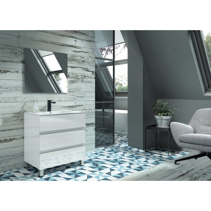 Bricomart MUEBLE DE BAÑO BOSTON BLANCO 70X45CM 3 CAJONES