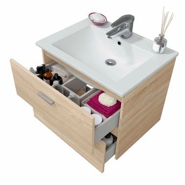 Bricomart MUEBLE DE BAÑO ECO ROBLE 60X45CM 2 CAJONES