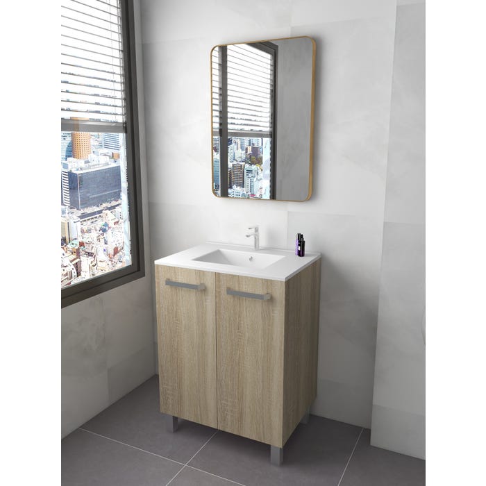 Bricomart MUEBLE DE BAÑO ECO ROBLE 60X45CM 2 PUERTAS