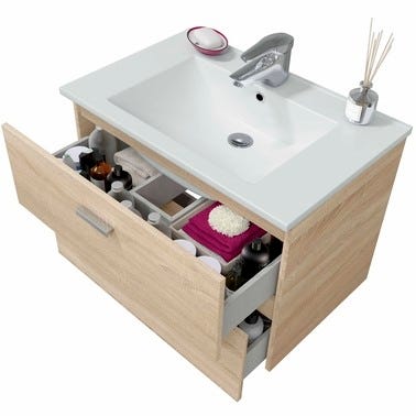 Bricomart MUEBLE DE BAÑO ECO ROBLE 70X45CM 2 CAJONES
