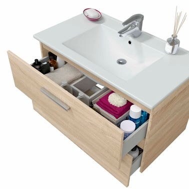 Bricomart MUEBLE DE BAÑO ECO ROBLE 80X45CM 2 CAJONES